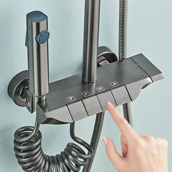 Wholesale Piano Key Shower Head Set Gun Gray Four