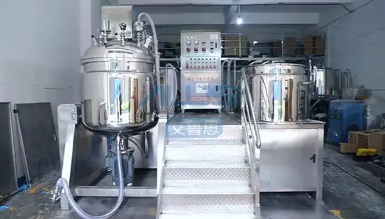 2000L Vacuum Mixing Tank Hydraulic Lifting Type Electric Heating Bottom Homogenizer Vacuum Emulsifying Mixer